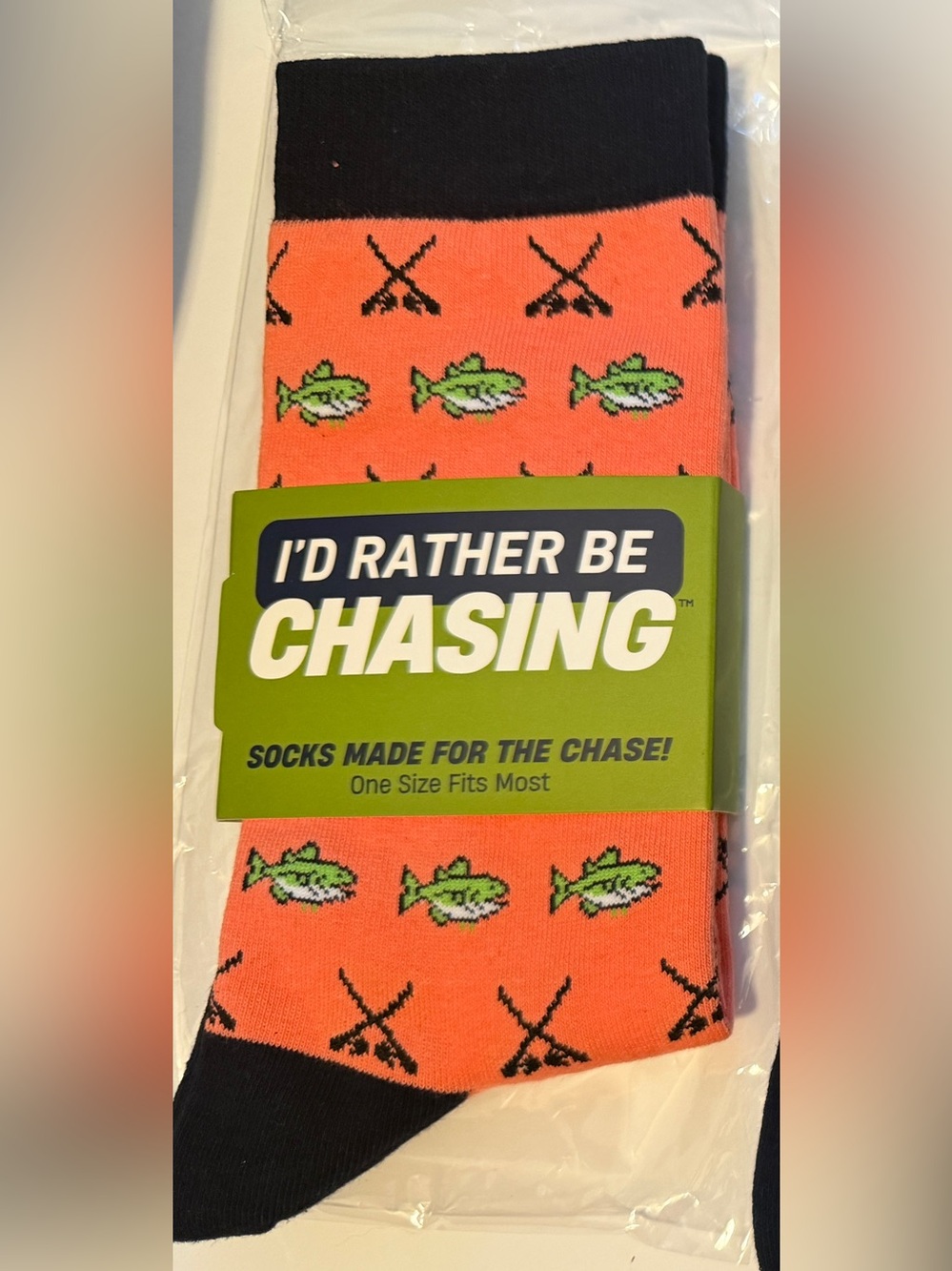 Men's I’d Rather be fishing orange Socks